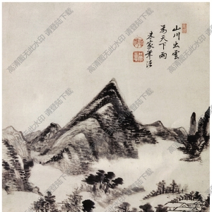 清 王原祁《仿古山水圖》-3國(guó)畫高清大圖下載