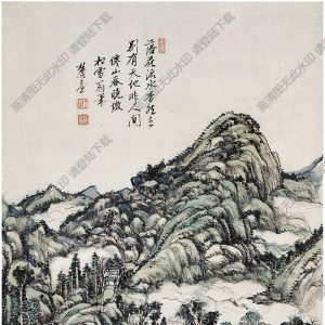 清 王原祁《仿古山水圖》-6國(guó)畫高清大圖下載