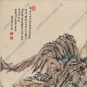 清 王原祁《仿大癡山水圖》-2國(guó)畫高清大圖下載