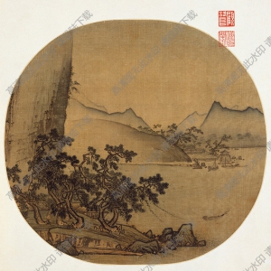 宋《山水圖》團(tuán)扇國畫高清大圖下載