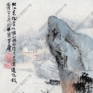 清 石濤《山水圖》-4國(guó)畫(huà)高清大圖下載