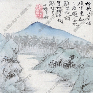 清 石濤《山水圖》-8國(guó)畫(huà)高清大圖下載