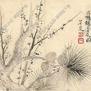 清 惲南田《梅花》國(guó)畫(huà)高清大圖下載