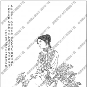 古代仕女畫線描畫底稿29高清大圖下載