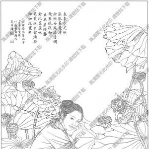 古代仕女畫線描畫底稿33高清大圖下載