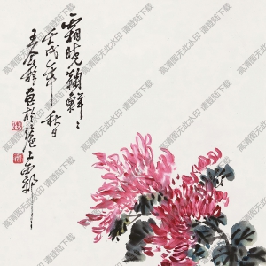 王個(gè)簃國(guó)畫(huà)作品 霜曉菊鮮 高清下載