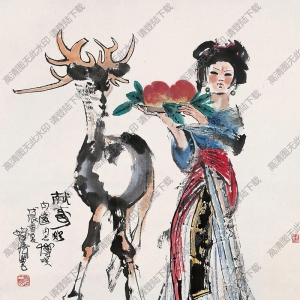 程十發(fā)國(guó)畫(huà)作品 獻(xiàn)壽 高清下載