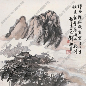 劉海粟國畫作品 野寺寒云圖 高清下載