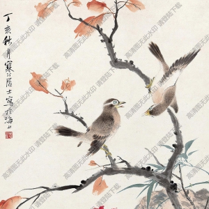 江寒汀作品 花竹畫(huà)眉 高清大圖下載