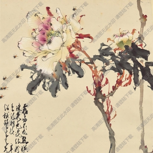 趙少昂作品 花卉蜜蜂 高清大圖下載