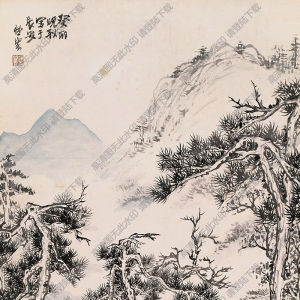 趙望云國(guó)畫作品 深山鋪路 高清下載