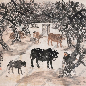 趙望云國(guó)畫作品 飼養(yǎng)院寫景 高清下載