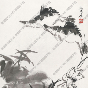 許麟廬國(guó)畫(huà) 荷花游魚(yú) 高清大圖下載