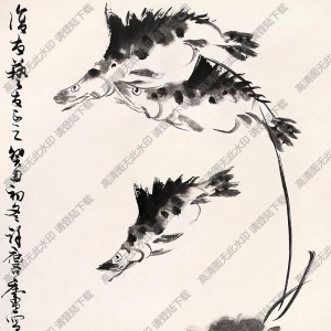 許麟廬國(guó)畫作品 三魚 高清下載