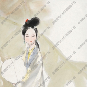 周思聰國(guó)畫(huà) 芭蕉仕女 高清大圖下載