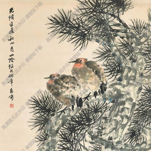 任伯年國畫作品 枝頭鳥語 高清下載