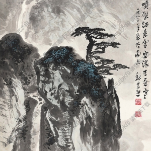 魏紫熙國(guó)畫作品 青山飛瀑 高清下載