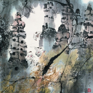 楊延文國(guó)畫作品 塔林夜戰(zhàn) 高清下載