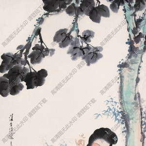 胡爽庵國(guó)畫(huà)作品 梧桐仕女 高清下載