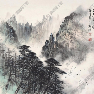 黎雄才國畫作品 云山長松圖 高清下載