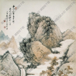 啟功國(guó)畫 秋山圖 高清大圖下載