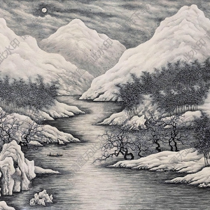 陶冷月國畫作品 雪景山水2 高清下載