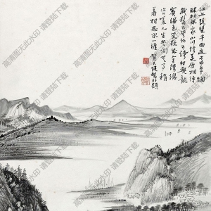 賀天健國(guó)畫(huà) 江城懷舊圖 高清大圖下載