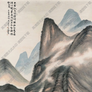 賀天健國(guó)畫(huà) 江城秋懷 高清大圖下載