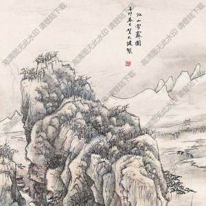 賀天健國(guó)畫(huà) 江山雪霽圖 高清大圖下載