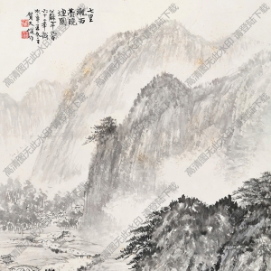 賀天健國(guó)畫作品 西臺(tái)曉煙圖 高清下載