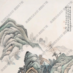 馮超然國(guó)畫(huà) 松溪泛槎圖 高清大圖下載