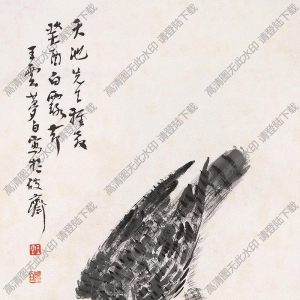 王夢(mèng)白國(guó)畫 蒼鷹捕雀 高清大圖下載