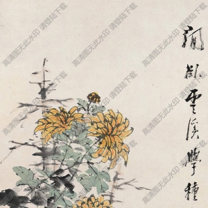 虛谷國畫作品 云溪種花圖1 高清下載