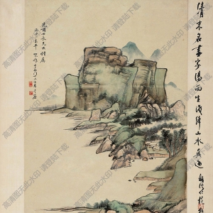 湯貽汾國(guó)畫 淺絳山水 高清大圖下載