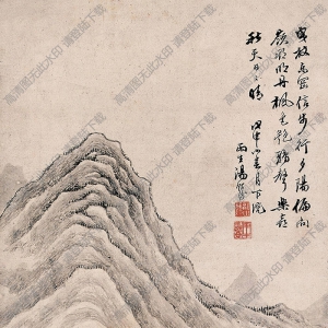 湯貽汾國(guó)畫 秋山曳杖 高清大圖下載