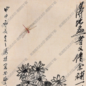 湯定之國(guó)畫(huà) 菊花蜻蜓 高清大圖下載