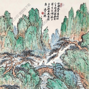 沈邁士國(guó)畫(huà) 松山訪友 高清大圖下載