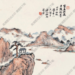 沈邁士國(guó)畫(huà) 嚴(yán)子陵釣臺(tái) 高清大圖下載