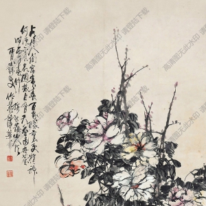 蒲華國(guó)畫(huà) 富貴天香 高清大圖下載