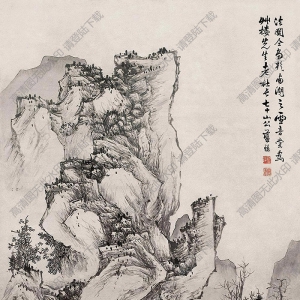 藍(lán)瑛國(guó)畫 仿關(guān)仝山水 高清大圖下載