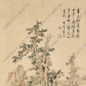 藍(lán)瑛國(guó)畫(huà) 松下靜思 高清大圖下載