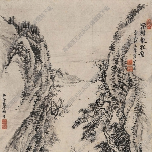 王翚國(guó)畫(huà) 溪塘散牧圖 高清大圖下載