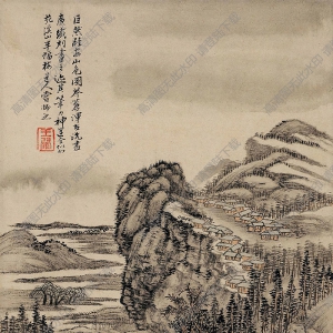 王翚作品 仿巨然臨安山色圖 高清大圖下載