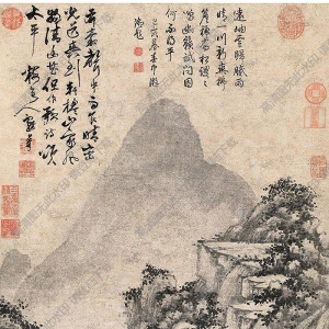 吳鎮(zhèn)國(guó)畫(huà) 巒光送爽圖 高清大圖下載