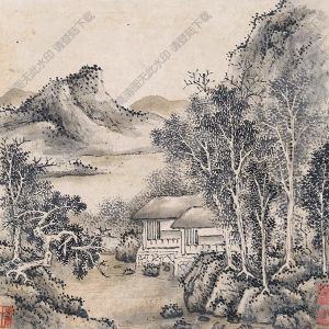 吳鎮(zhèn)國(guó)畫 山水 (1) 高清大圖下載