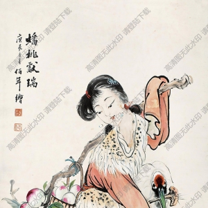 吳伯年國(guó)畫(huà) 蟠桃獻(xiàn)瑞 (2) 高清大圖下載