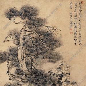 惲壽平國(guó)畫 黃花松濤圖 高清大圖下載