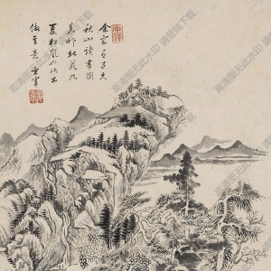 董其昌國(guó)畫 秋山讀書圖 高清大圖下載