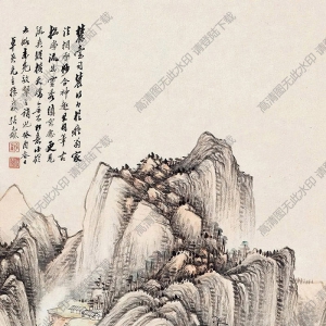 張石園國(guó)畫(huà) 山居圖 (2) 高清大圖下載