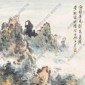 俞子才國畫 春山古寺圖 高清大圖下載